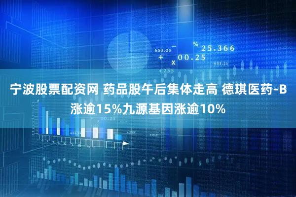 宁波股票配资网 药品股午后集体走高 德琪医药-B涨逾15%九源基因涨逾10%